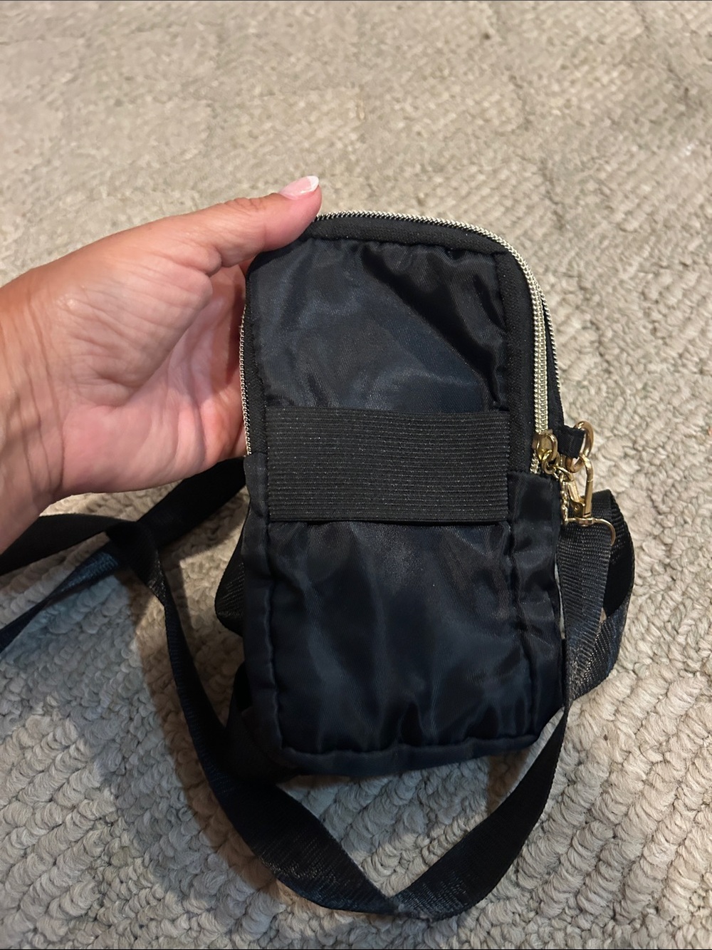 JINGPIN Black Crossbody Phone Bag with Gold Hardware - Picture 7 of 11